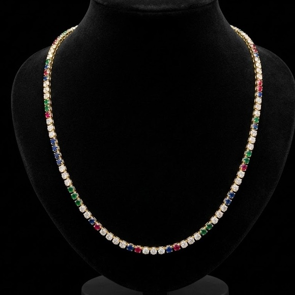 Jewelry - Brand New: 14k Gold Filled Multi-Gem 3A CZ Tennis Necklace ✨
